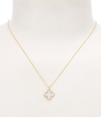 Argento Vivo Two Tone Pearl Clover Short Pendant Necklace