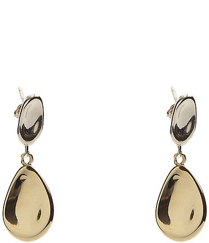 Argento Vivo Two Tone Sculpted Pebble Drop Earrings