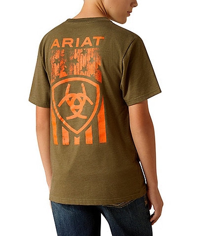 Ariat  Big Boys 7-16 Short Sleeve Grain Flag Graphic T-Shirt