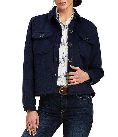 Ariat Ashford Point Collar Long Sleeve Wool Blend Button-Front Shirt Jacket