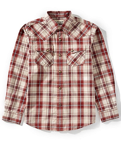 Ariat Big Boys 7-14 Long Sleeve Plaid Retro Shirt