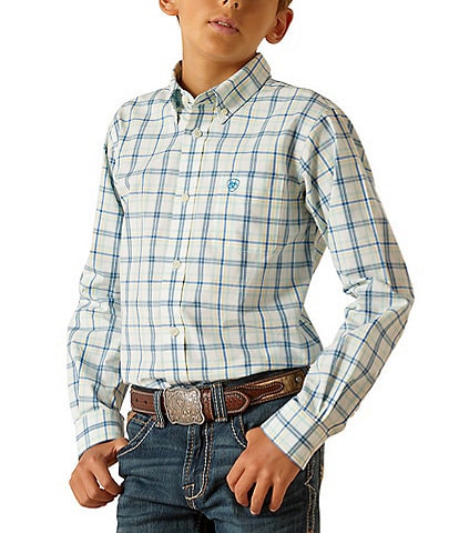 Ariat Big Boys 7-14 Long Sleeve Pro Series Phelix Yarn-Dyed-Plaid Woven Shirt