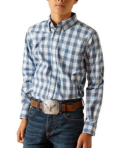 Ariat Big Boys 7-14 Long Sleeve Pro Series Phoenix Yarn-Dyed-Plaid Woven Shirt