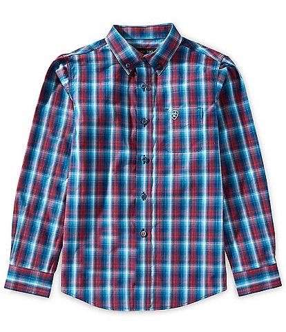 Ariat Big Boys 8-20 Long-Sleeve Smith Plaid Woven Shirt