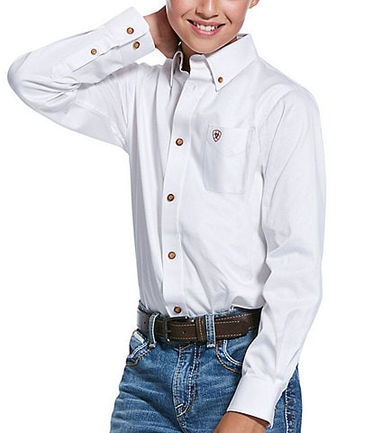 Big Boys 7-14 Long Sleeve Solid Twill Classic Shirt