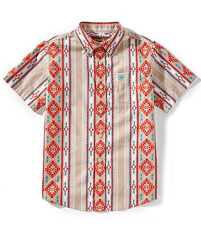 Ariat Big Boys 8-20 Short-Sleeve Wade Printed Woven Shirt