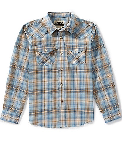 Ariat Big Boys Howe Retro Long-Sleeve Plaid Woven Western Shirt