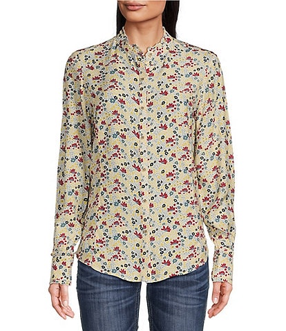 Ariat Clarion Silky Twill Long Sleeve Ruffle Trim Button-Front Blouse