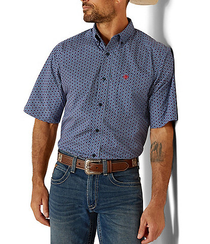 Ariat Classic Fit Davey Printed Short Sleeve Poplin Shirt