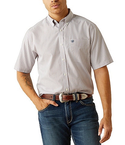 Ariat Classic Fit Dayton Wrinkle Free Short Sleeve Striped Woven Shirt