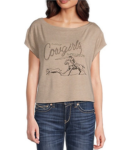Ariat Cowgirls Graphic Drop Shoulder Short Sleeve Scoop Neck Slouchy T-Shirt