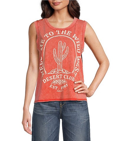 Ariat Desert Club Crew Neck Raw Hem Tank