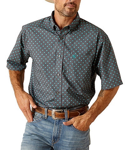 Ariat Johnnie Classic Fit Short Sleeve Printed Poplin Shirt