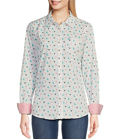 Ariat Kirby Stretch Printed Point Collar Long Sleeve Button-Front Shirt