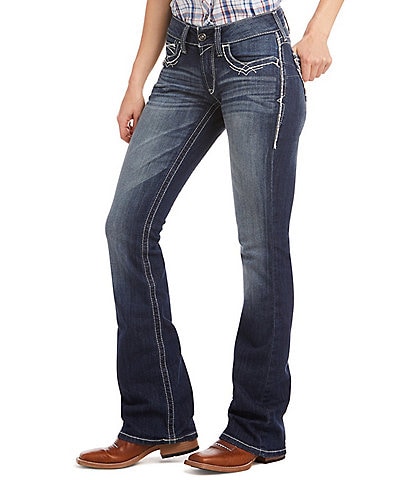Ariat R.E.A.L Mid Rise Stretch Denim Embroidered Pocket Bootcut Jeans