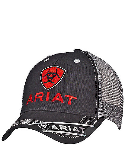 Ariat Red Shield Embroidered Logo Mesh Velcro Back Hat