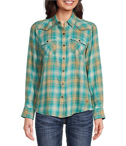 Ariat Roping Plaid Long Sleeve Snap Front Shirt