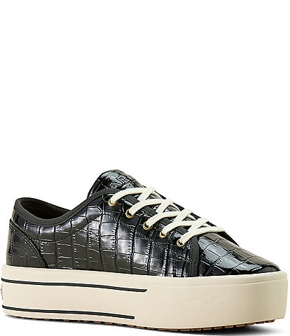 Ariat Skylar Luxe Croco Embossed Leather Lace Up Sneakers