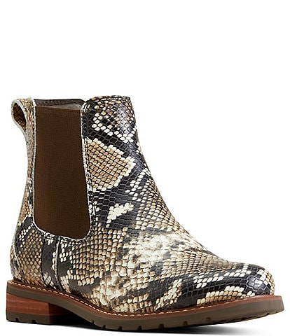 Ariat Wexford Snake Print Leather Chelsea Booties