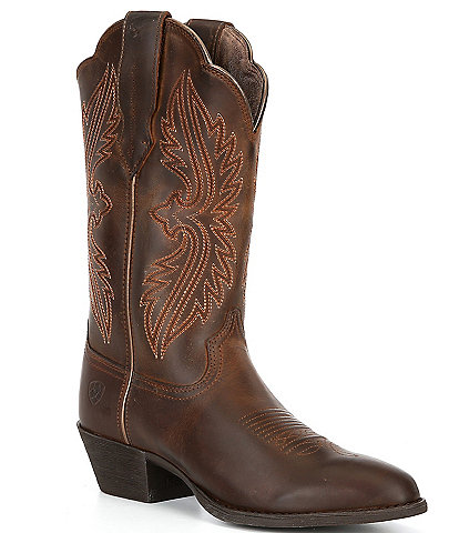 Ariat Women's Heritage Leather R Toe Stretch Fit Western Boots