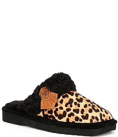 Ariat Jackie Square Toe Leopard Hair Calf Slippers