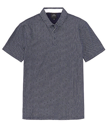 Armani Exchange Allover Logo Print Short Sleeve Polo Shirt