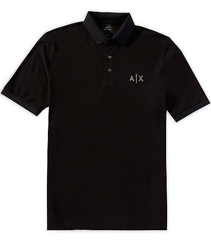 Armani Exchange Black and Gold Short Sleeve Polo Shirt