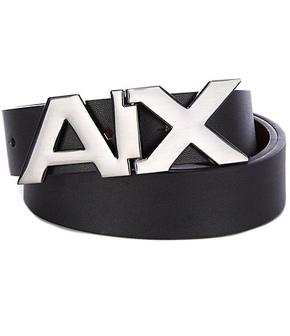 Armani Exchange Black AX Hinge 1.2#double; Reversible Belt