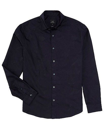 Armani Exchange Camo Jacquard Long Sleeve Woven Shirt