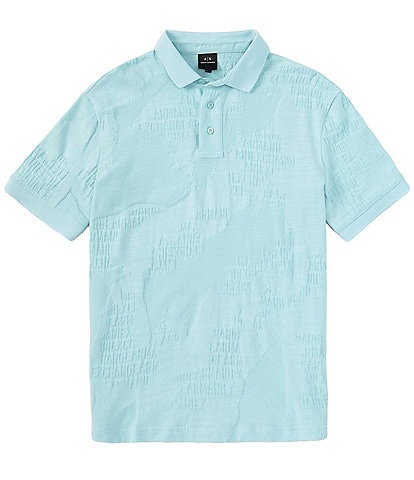 Armani Exchange Camo Jacquard Short Sleeve Polo Shirt