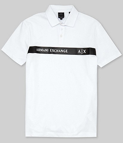 Armani Exchange Chest Stripe Logo Short Sleeve Polo Shirt