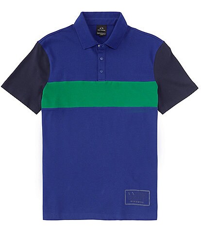 Armani Exchange Color Block Short Sleeve Polo Shirt