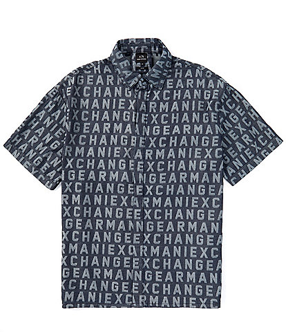 Armani Exchange Denim Capsule Jacquard Short Sleeve Woven Shirt