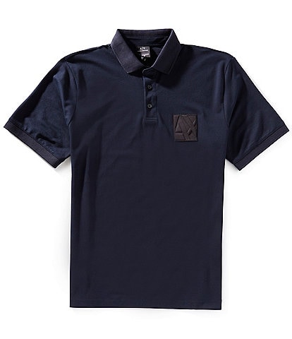 Armani Exchange Embossed Logo Patch Short Sleeve Polo Shirt