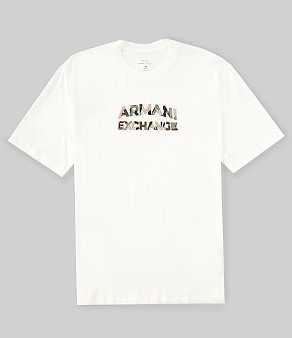 Armani Exchange Embroidered Camo Text Logo Short Sleeve T-Shirt