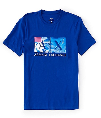 Armani Exchange Slim Fit Floral Box Graphic Short Sleeve Tee