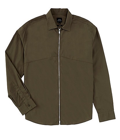 Armani Exchange Full-Zip Long Sleeve Woven Shirt