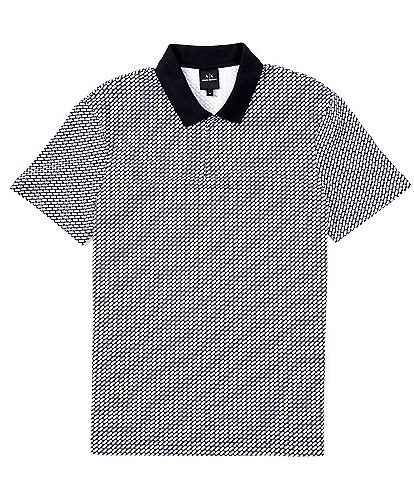 Armani Exchange Geo Printed Pique Short Sleeve Polo Shirt