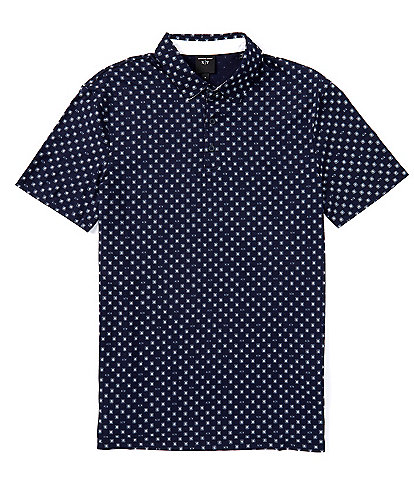 Armani Exchange Geometric Printed Logo Jersey Short Sleeve Polo Shirt