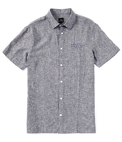 Armani Exchange Linen Short Sleeve Woven Shirt