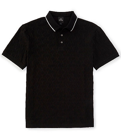 Armani Exchange Logo Print Jacquard Short Sleeve Polo Shirt