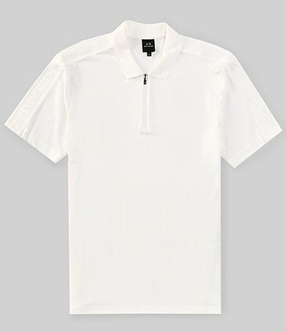 Armani Exchange Logo Tape Quarter-Zip Short Sleeve Polo Shirt