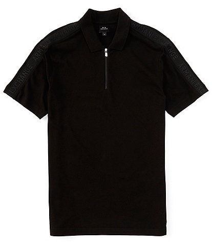 Armani Exchange Logo Tape Quarter-Zip Short Sleeve Polo Shirt