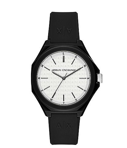 Armani Exchange Men's Andrea Three-Hand Black Silicone Strap Watch