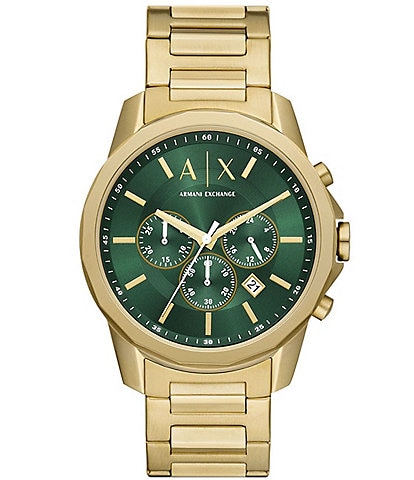 Armani Exchange Men's Banks Chronograph Gold Tone Stainless Steel Bracelet Watch