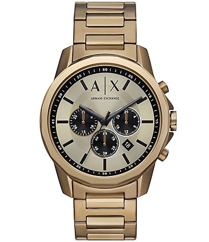 Armani Exchange Men's Chronograph Bronze Gold-Tone Stainless Steel Bracelet Watch