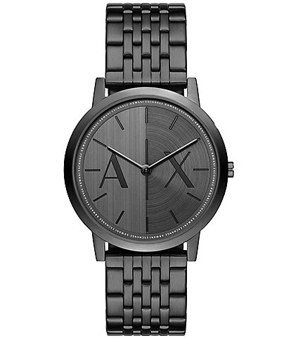Armani Exchange Men's Dale Rd. Two-Hand Black Stainless Steel Bracelet Watch