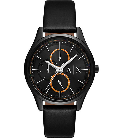 Armani Exchange Men's Dante Multifunction Black Leather Strap Watch