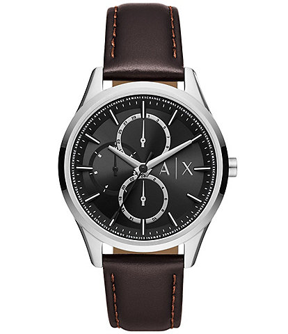 Armani Exchange Men's Dante Multifunction Brown Leather Strap Watch