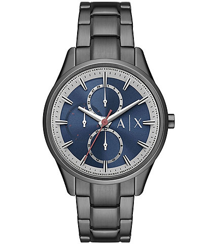 Armani Exchange Men's Dante Blue Dial Multifunction Gunmetal Stainless Steel Bracelet Watch